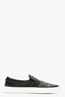 Diemme Black Python Leather Garda Slip On Sneakers