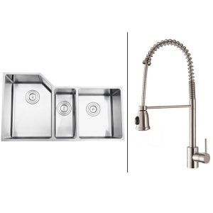 Ruvati RVC2588 Combo Stainless Steel Kitchen Sink and Stainless Steel Set