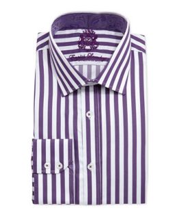 Long Sleeve Striped Dress Shirt, Purple