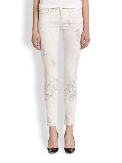 J Brand Faded Floral Print Skinny Jeans   Ghost Rose