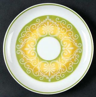 Noritake Mo Bay Bread & Butter Plate, Fine China Dinnerware   Green/Yellow Bands