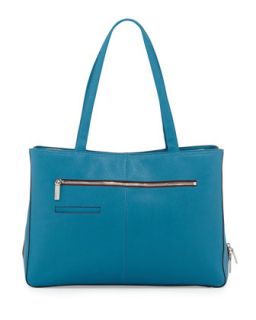 Morena Leather Zip Tote Bag, Blue
