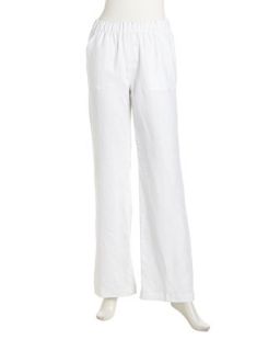 Pull On Relaxed Linen Pants, White