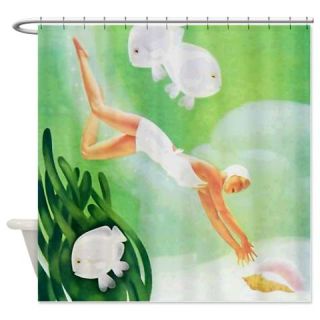  Retro Ocean Shell Diving Shower Curtain  Use code FREECART at Checkout