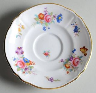 Spode Dresden Rose (R2241,Scalloped,Gold) Saucer for Footed Cup, Fine China Dinn