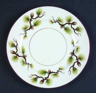 Narumi Shasta Pine White Dinner Plate, Fine China Dinnerware   Gray/Brown Pineco