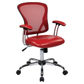 Office Star Ave Six 17.5 Mesh Peyton Task Chair with Faux Leather Seat PTN26