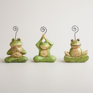 Wooden Yoga Frogs Place Card Holders, Set of 3   World Market