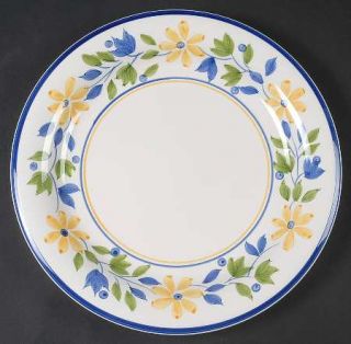 Gibson Designs Petit Jardin Dinner Plate, Fine China Dinnerware   Blue Band, Blu