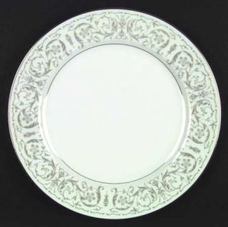 Mikasa Cannes Dinner Plate, Fine China Dinnerware   Gray Scroll Border Decor, Go