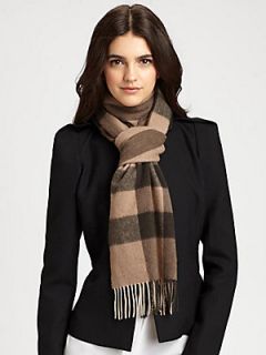 Burberry Half Mega Check Cashmere Scarf   Smoked Trench