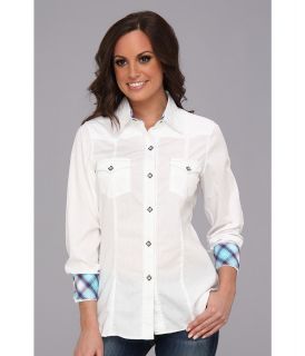 Roper 9055C1 Solid Poplin   White Womens Long Sleeve Button Up (White)