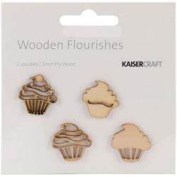 Wood Flourishes  Cupcakes 4/pkg