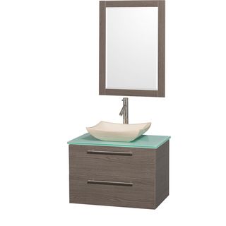 Amare Gray Oak 30 inch Single Bathroom Vanity Set With Ivory Marble Sink