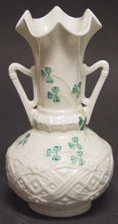 Belleek Pottery (Ireland) Shamrock 6 Harp Vase, Fine China Dinnerware   Basketw