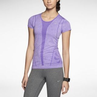 Nike Dri FIT Knit Short Sleeve Womens Running Shirt   Electro Purple