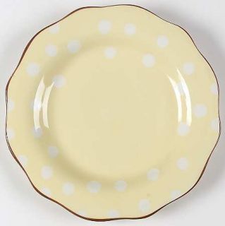 Paula Deen Dot Crazy Yellow & Green Dinner Plate, Fine China Dinnerware   Cream,