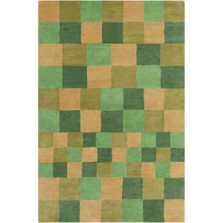 Allie Handmade Geometric Squares Wool Rug (5 X 76)