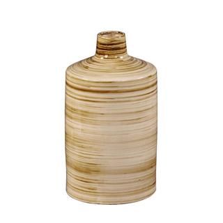 Beige/ Brown Stripe 18 inch Glazed Ceramic Vase