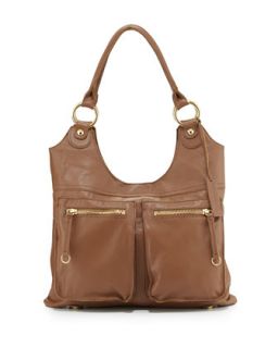 Dylan Front Pocket Leather Tote Bag, Coffee Bean