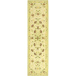 Hand hooked Bedford Ivory/ Green Wool Runner (26 X 10) (IvoryPattern FloralMeasures 0.375 inch thickTip We recommend the use of a non skid pad to keep the rug in place on smooth surfaces.All rug sizes are approximate. Due to the difference of monitor co