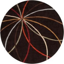 Hand tufted Black Contemporary Appert Wool Abstract Rug (4 Round)