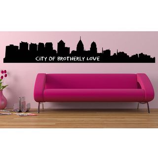 Instant Chalkboard Philadelphia City Skyline Chalkboard (BlackChalk includedRemovable and reusableDimensions 18 inches high x 84 inches long )