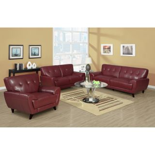 Red Bonded Leather Love Seat