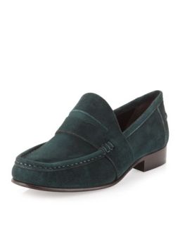 Audrey Suede Penny Loafer, Emerald