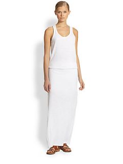 SUNDRY Stretch Cotton Jersey Maxi Dress   White