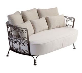 EmuAmericas Lounge Loveseat w/ Design Pattern Back & Steel Seat, Tubular Frame, Bronze