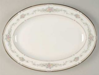 Noritake Rose Memento 14 Oval Serving Platter, Fine China Dinnerware   Tan, Gre