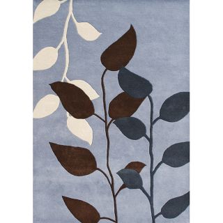 Metro Dust Blue Leaf New Zealand Wool Blend Rug (5 X 8)