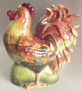 Le Rooster Figurine Cookie Jar & Lid, Fine China Dinnerware   Multimotif Rooster