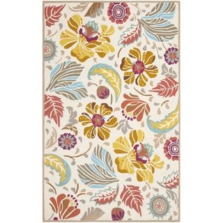 Safavieh Four Seasons Stain Resistant Hand hooked Ivory/blue/yellow Floral Rug (5 X 8)