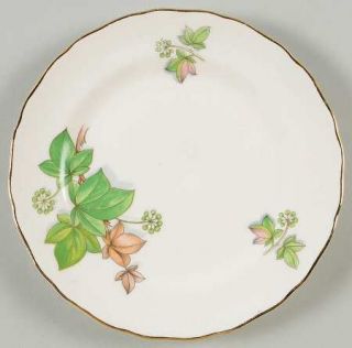 Canonsburg Ivy Bread & Butter Plate, Fine China Dinnerware   Green & Brown/Pink