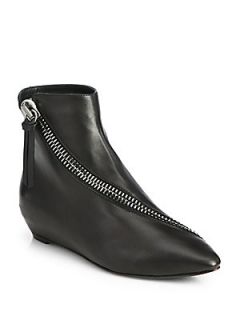 Giuseppe Zanotti Leather Asymmetrical Zip Ankle Boots   Nero