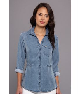 Obey Rayon St. Germaine Shirt Womens Long Sleeve Button Up (Blue)