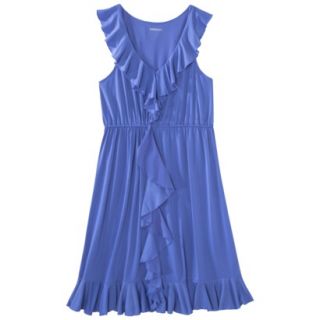 Merona Womens Cascade Ruffle Front Dress   Amparo Blue   L