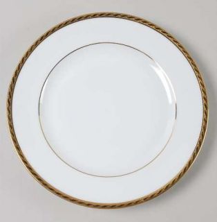 Tiffany Gold Band DOr Salad/Dessert Plate, Fine China Dinnerware   White With G