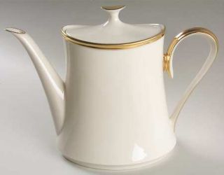 Lenox China Eternal Tea/Coffee Pot & Lid, Fine China Dinnerware   Wide Gold Trim