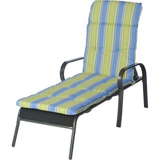 Ali Patio Outdoor Tufted Blue Stripe Chaise Lounge Cushion