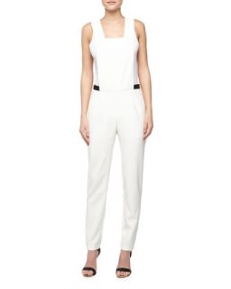 Cross Back Overall Jumpsuit, White