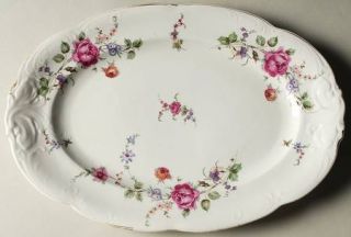 Wawel Sheraton Rose 13 Oval Serving Platter, Fine China Dinnerware   Multicolor