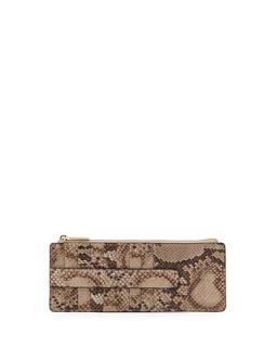 Card Stacker Zip Leather Wallet, Natural