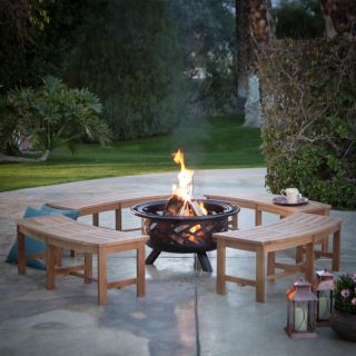 Belham Living Arbor Curved Bench Conversation Set with Fire Pit Multicolor  
