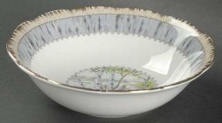 Royal Albert Silver Birch Coupe Cereal Bowl, Fine China Dinnerware   Gray Band/L
