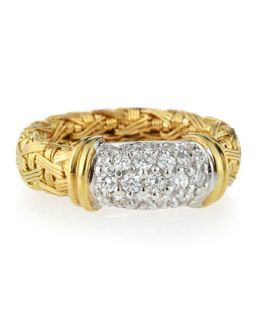 18K Gold Woven Pavï¿½ Diamond Ring, Size 6.5