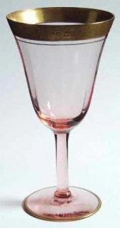 Tiffin Franciscan Rambler Rose Pink Water Goblet   Stem #14196, Pink   Gold Encr