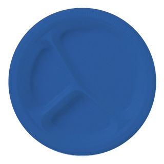 True Blue (Blue) Plastic Divided Plates